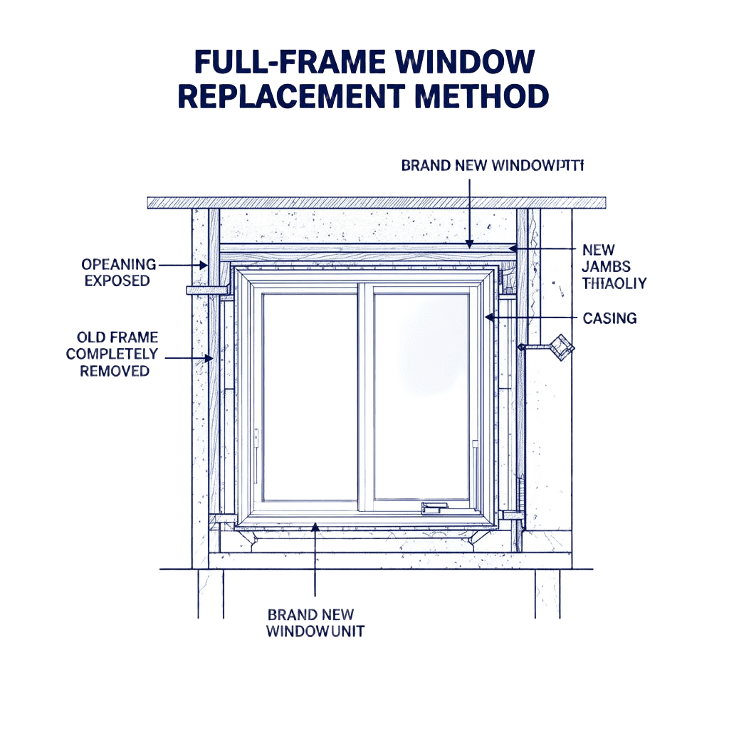 Full-frame window replacement diagram